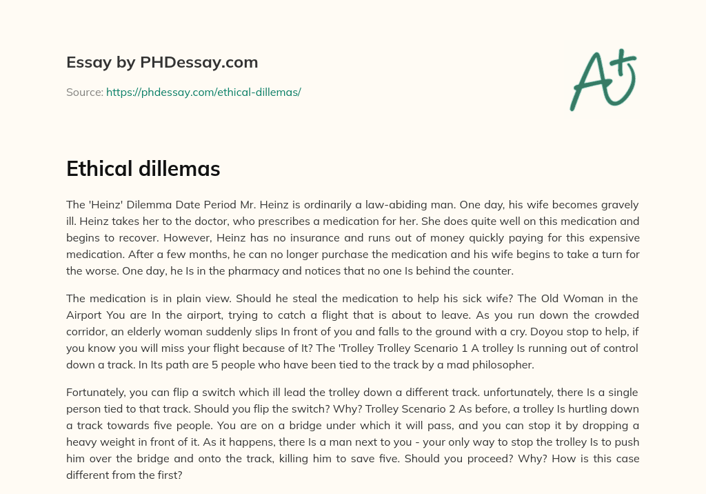 Ethical dillemas essay