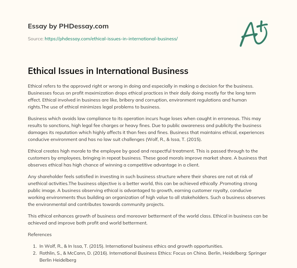 ethical issues in international business case study