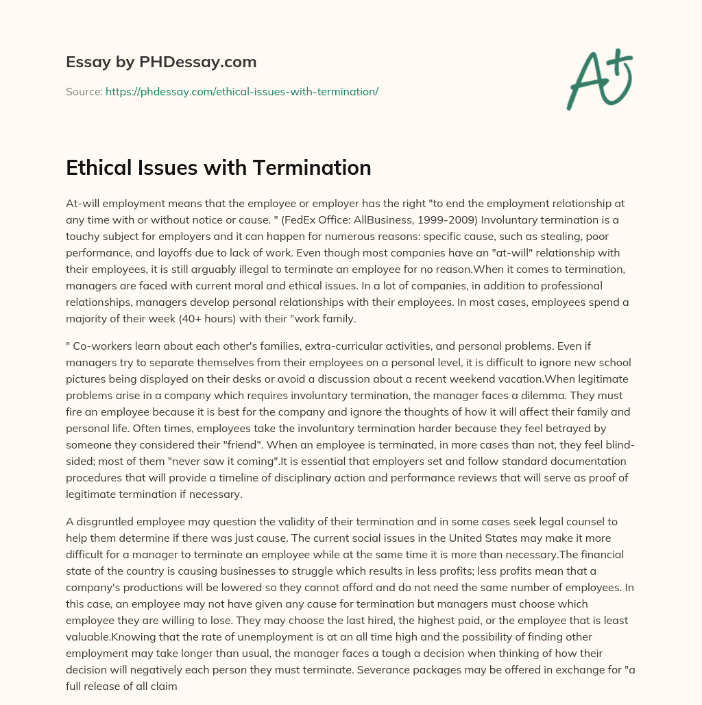 Ethical Issues with Termination essay