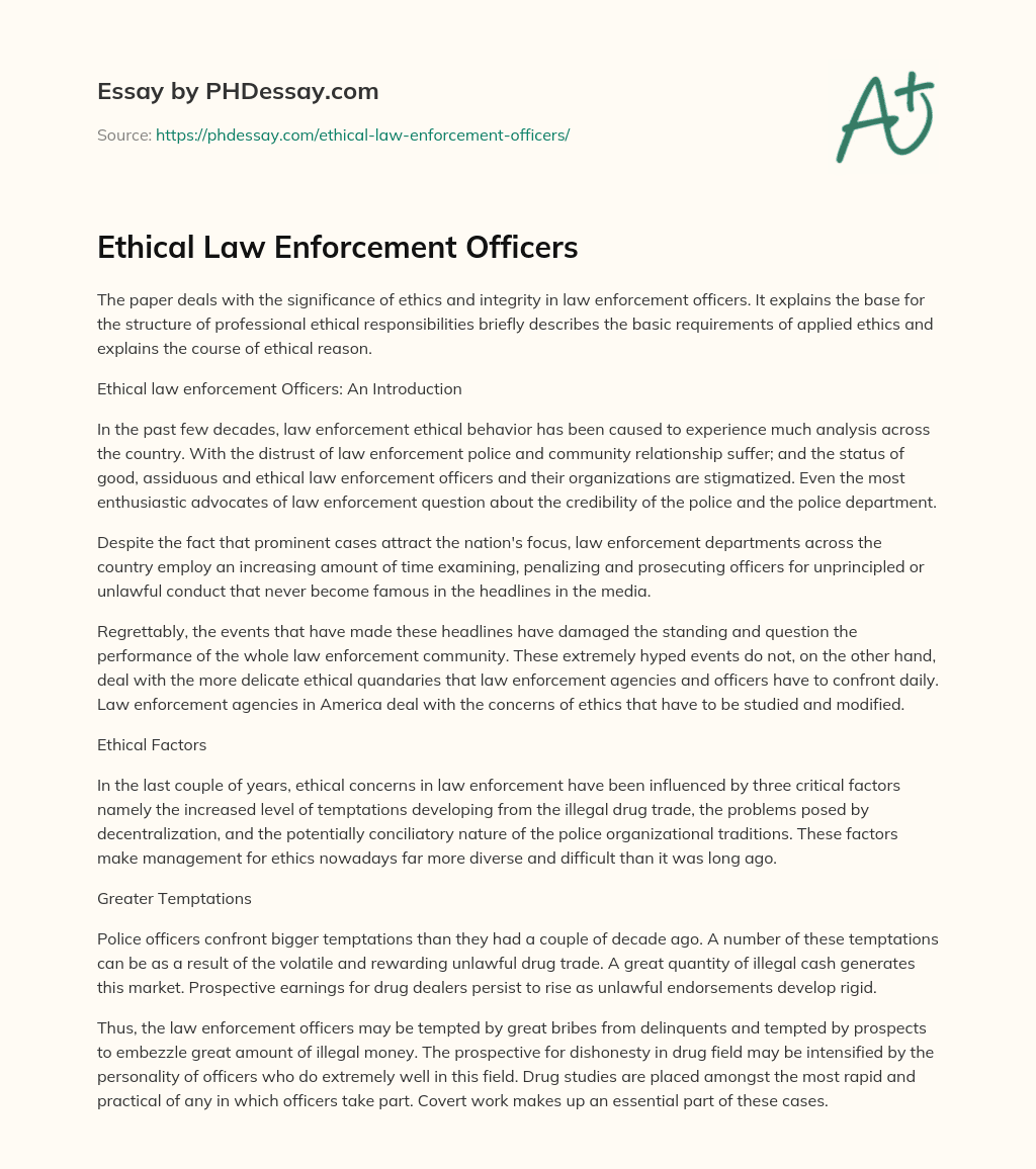 Ethical Law Enforcement Officers essay