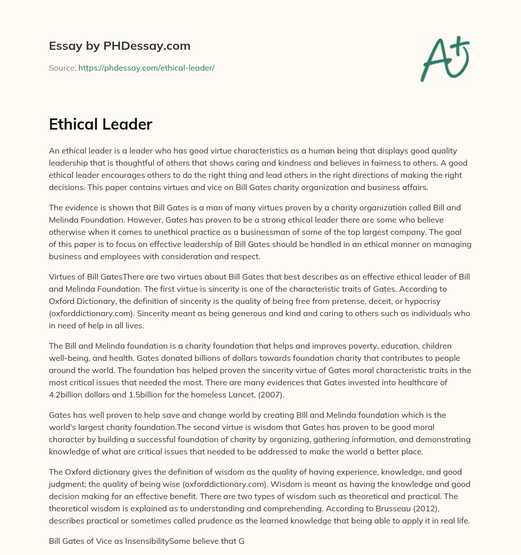 Ethical Leader essay