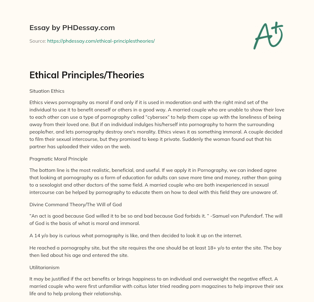 an essay on ethical principles