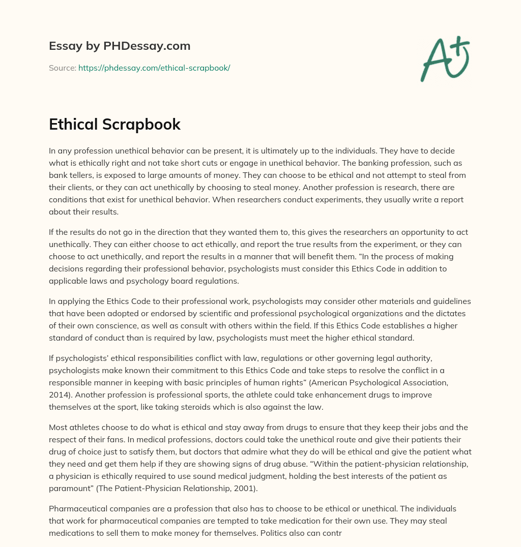 Ethical Scrapbook essay