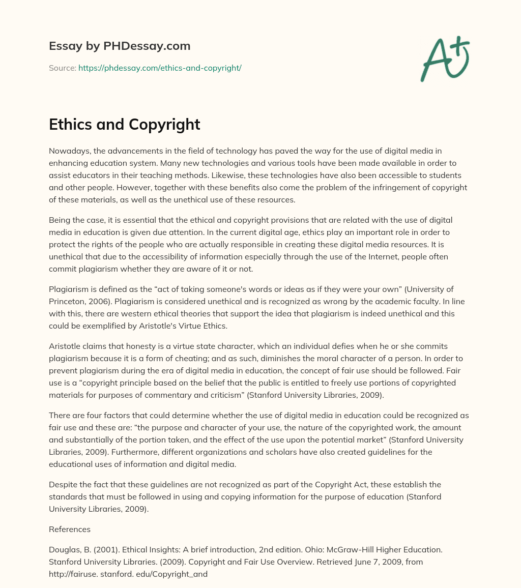 Ethics and Copyright essay