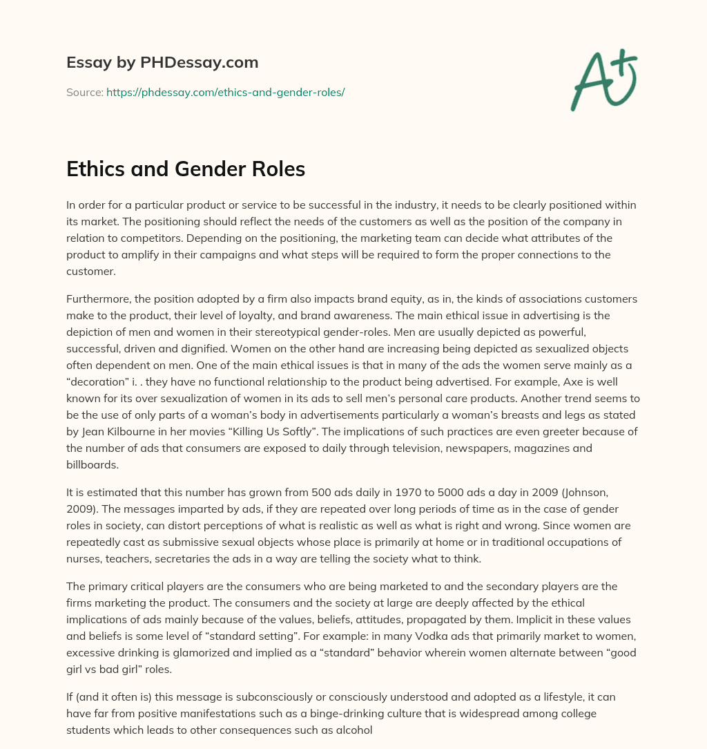Ethics and Gender Roles essay