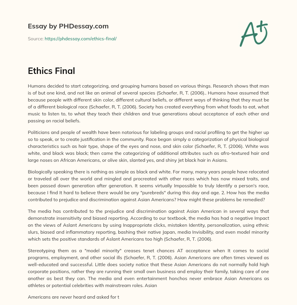 The Creation of Racial Categories and the Fallacy of Biological Differences essay