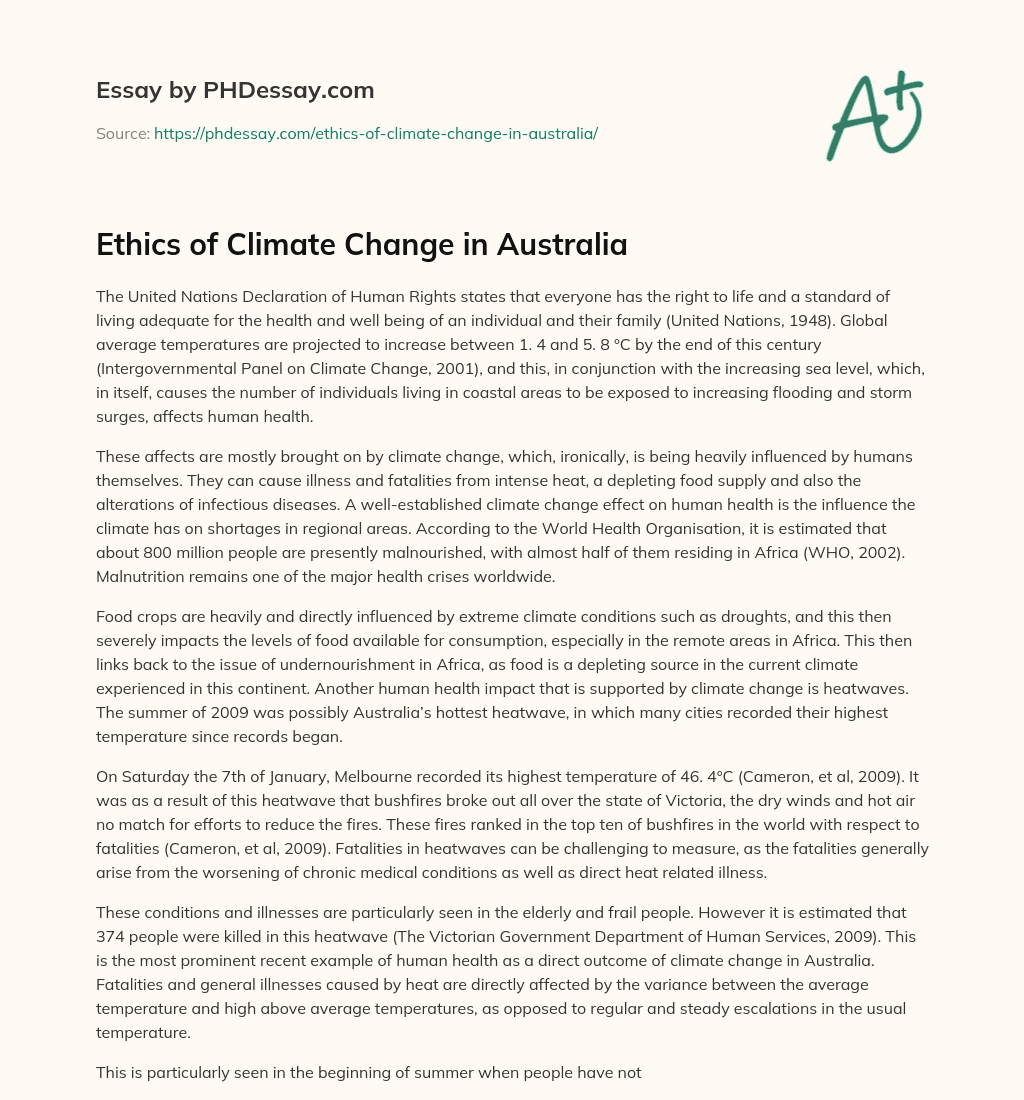 Ethics of Climate Change in Australia essay