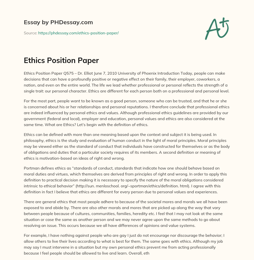 ethics term paper