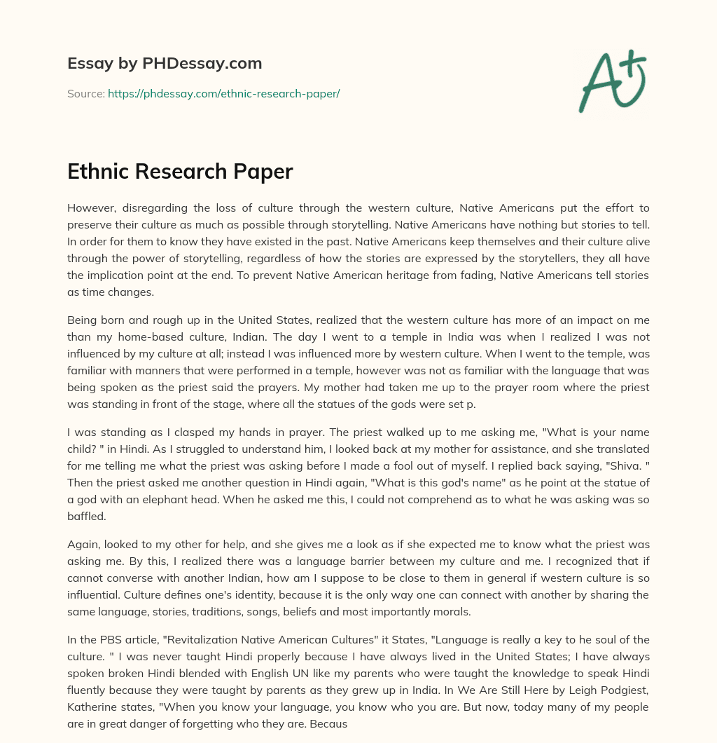 Native Americans Preserve Culture Through Storytelling essay