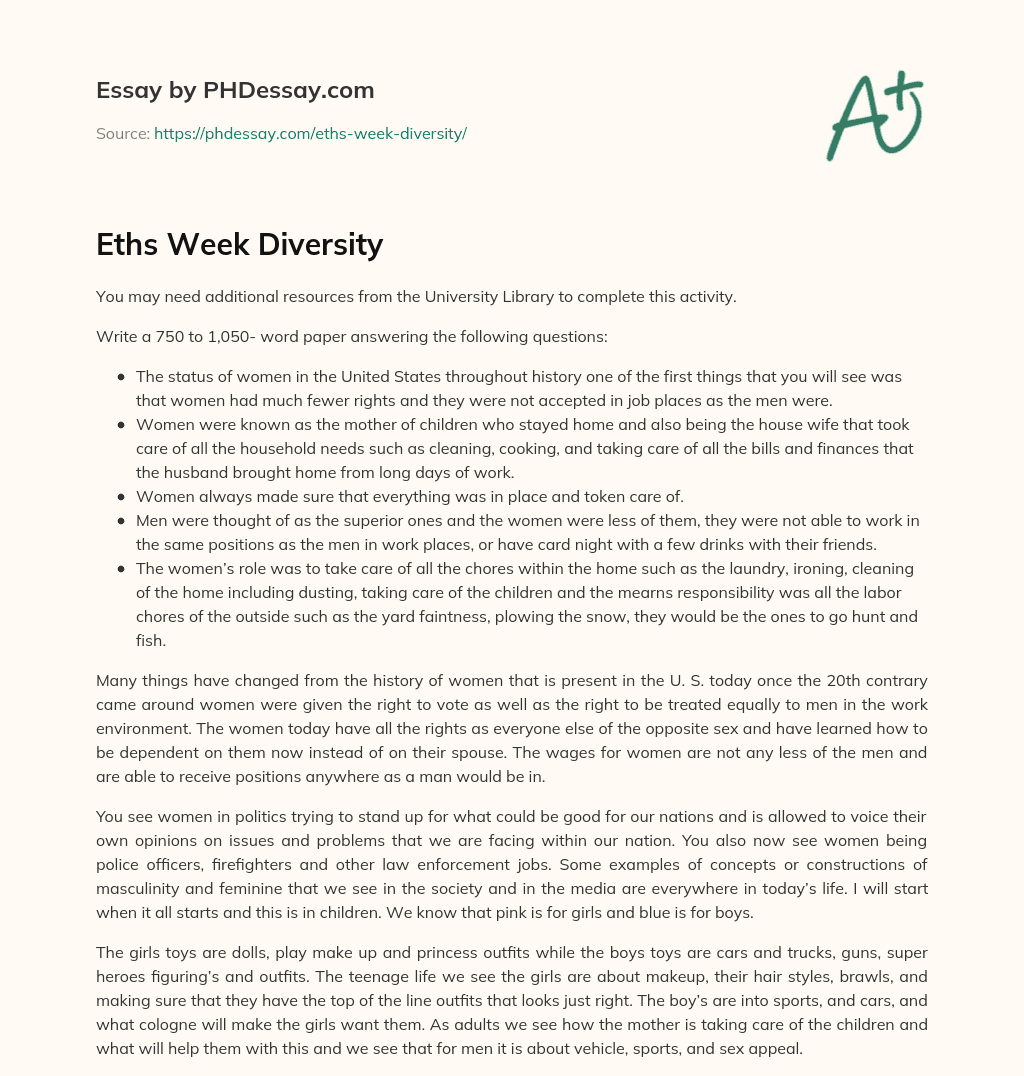 Eths Week Diversity essay