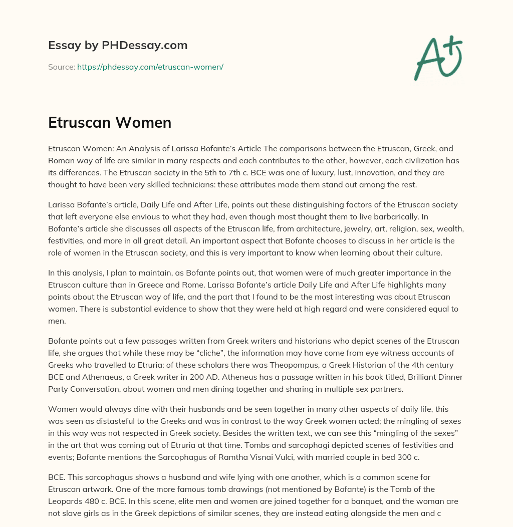 Etruscan Women essay