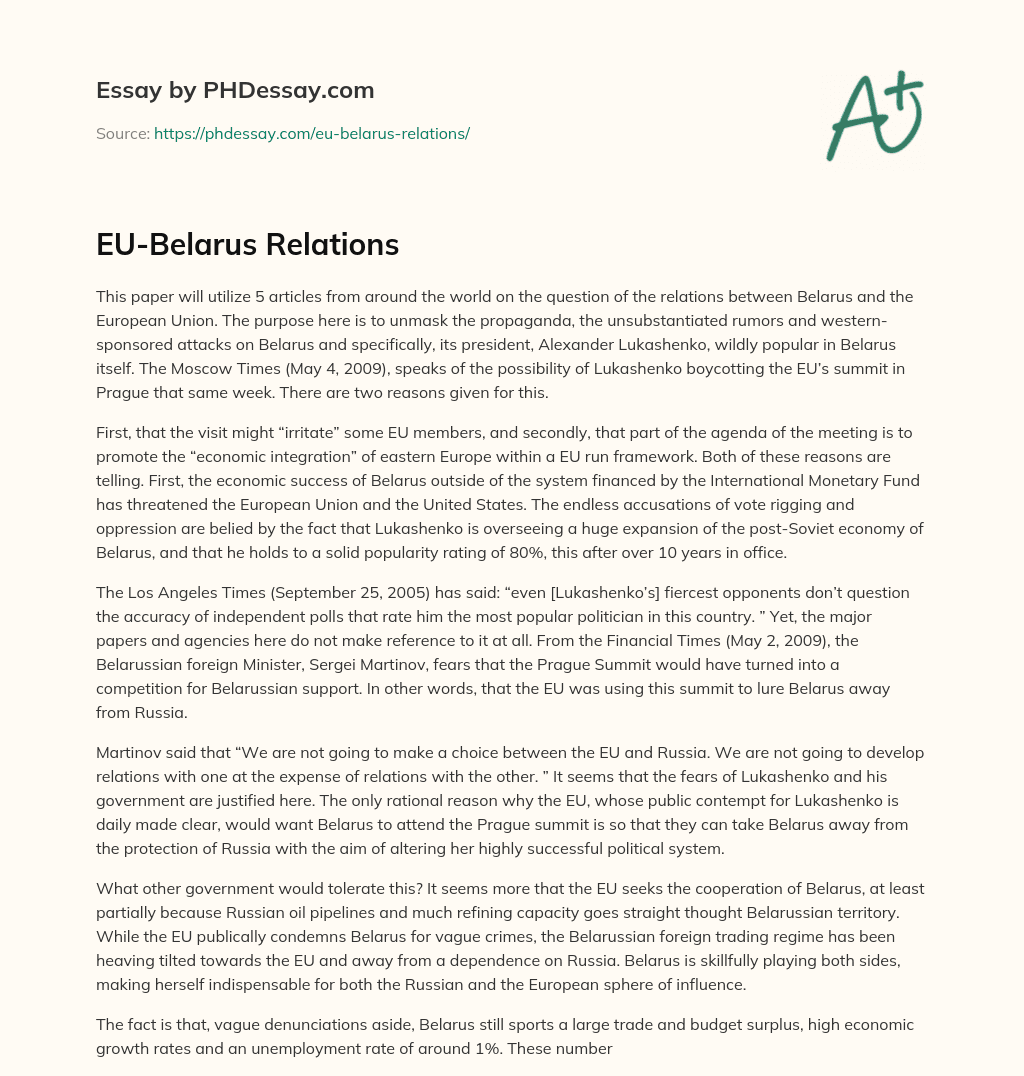 EU-Belarus Relations essay