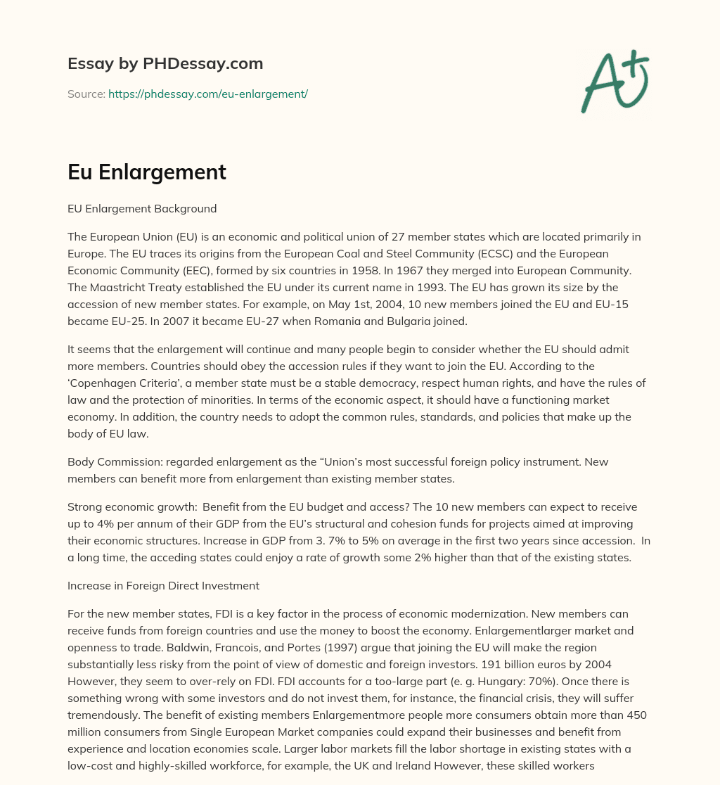The European Union and Its Enlargement Process essay