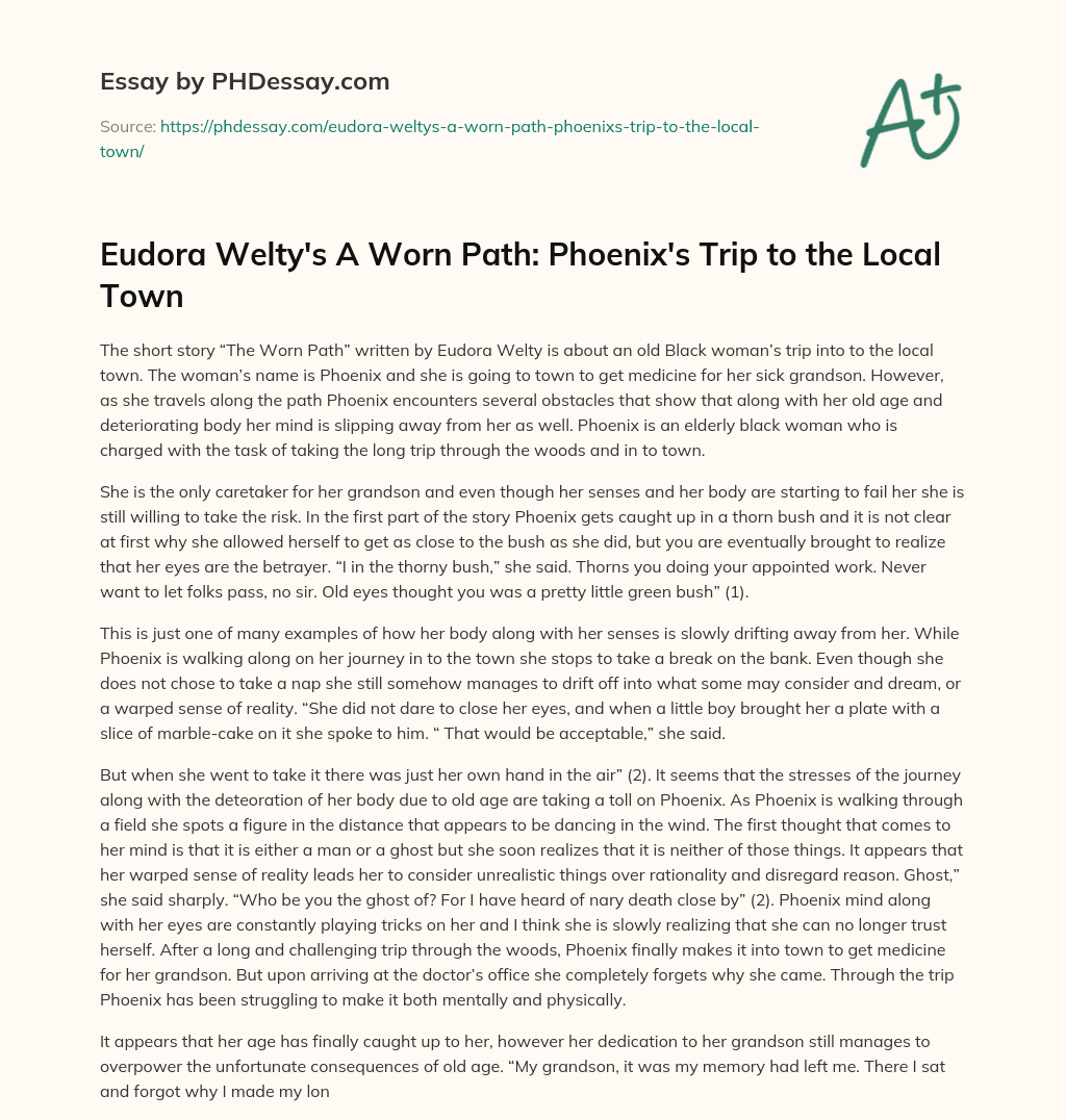 Eudora Welty’s A Worn Path: Phoenix’s Trip to the Local Town essay