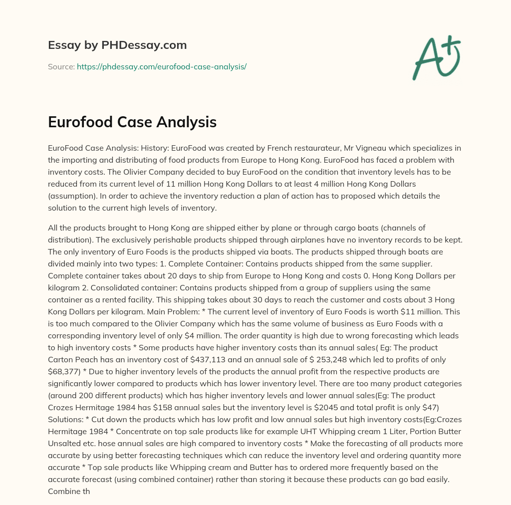 Eurofood Case Analysis essay