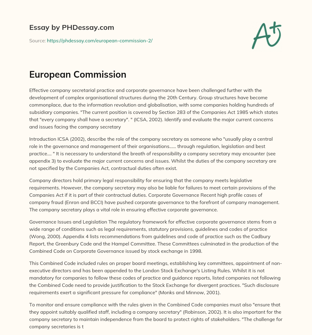 European Commission essay