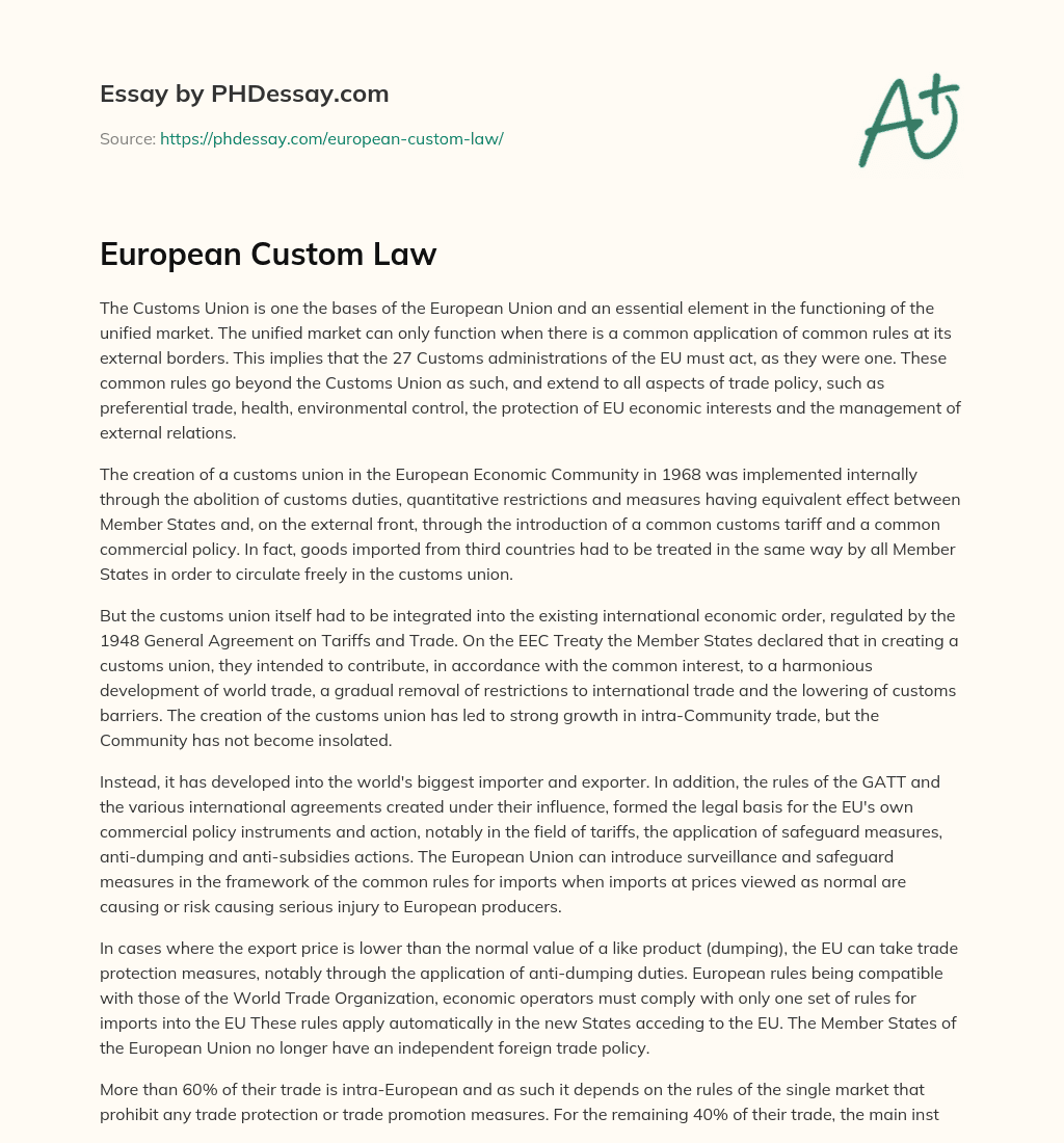 European Custom Law essay
