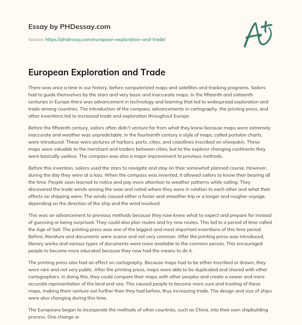 European Exploration and Trade essay