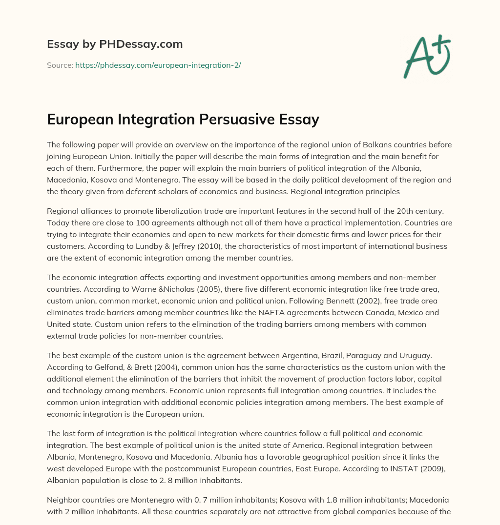 European Integration Persuasive Essay essay