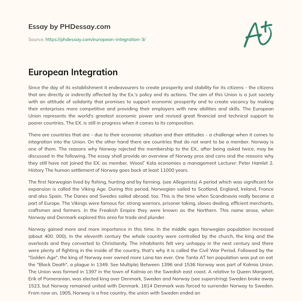 European Integration essay