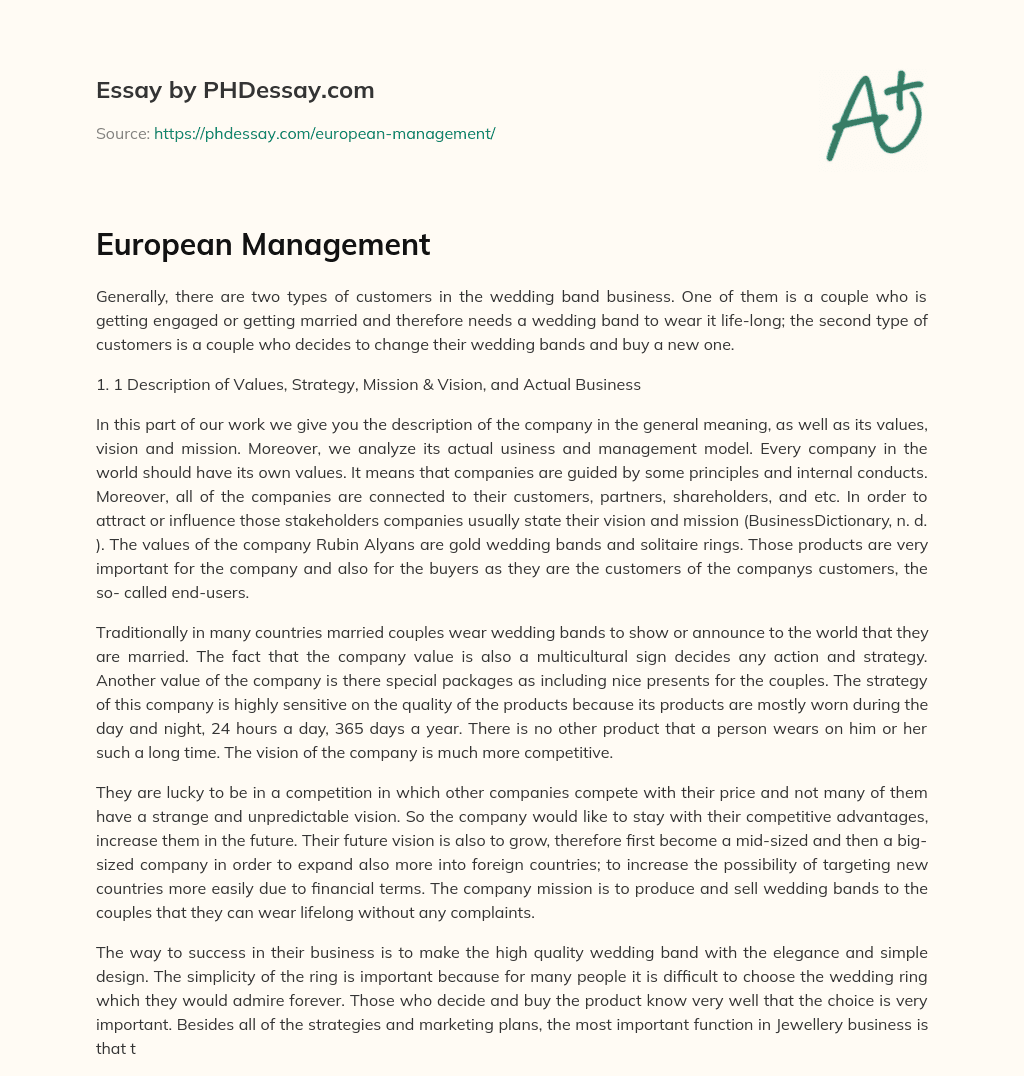 European Management essay