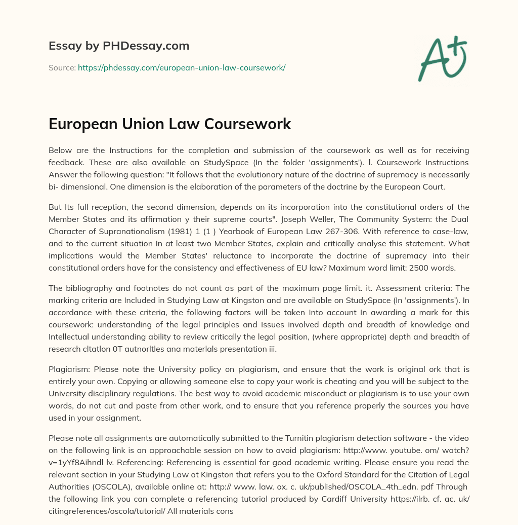 European Union Law Coursework essay