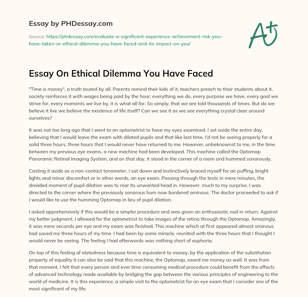 essay on ethical dilemma you have faced