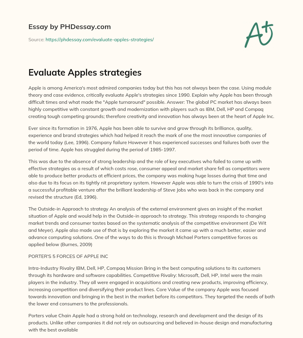 Evaluate Apples strategies essay