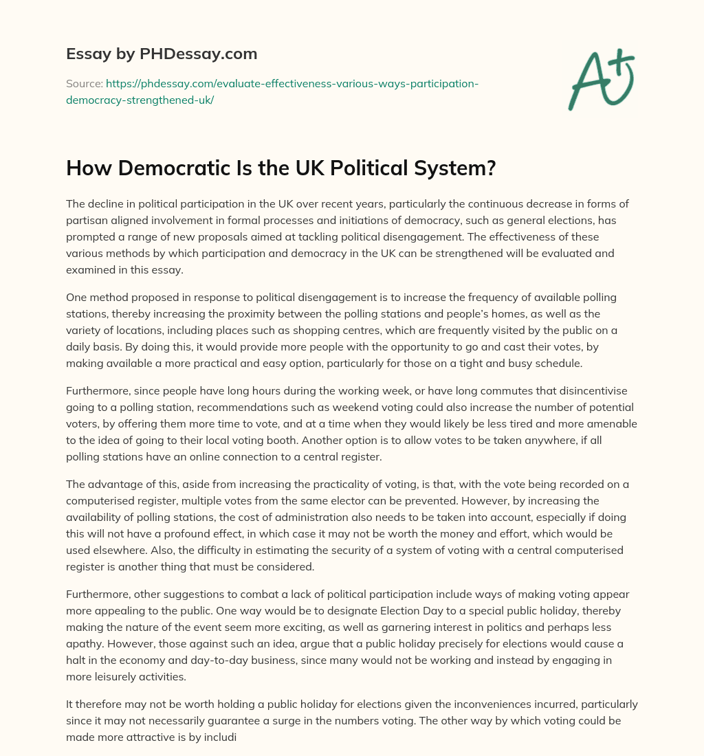 is the uk democratic essay