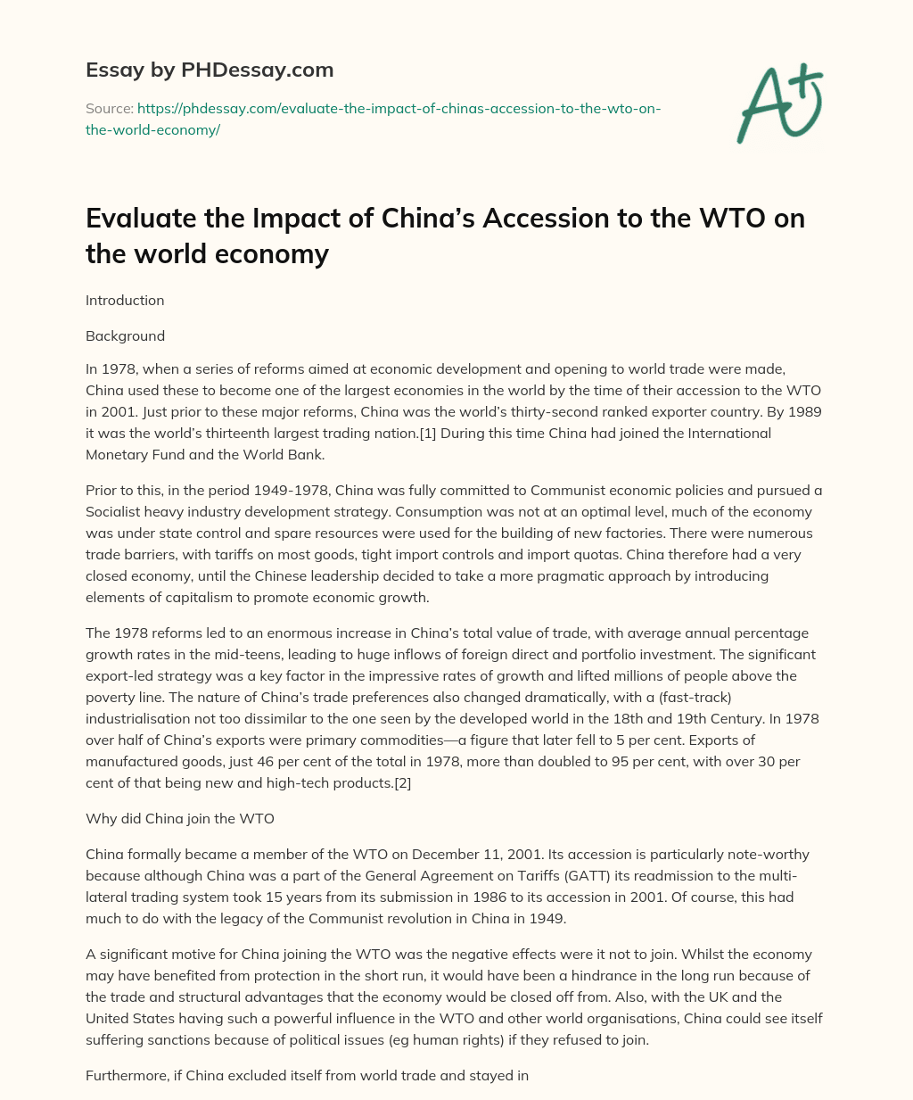 essay on wto conclusion