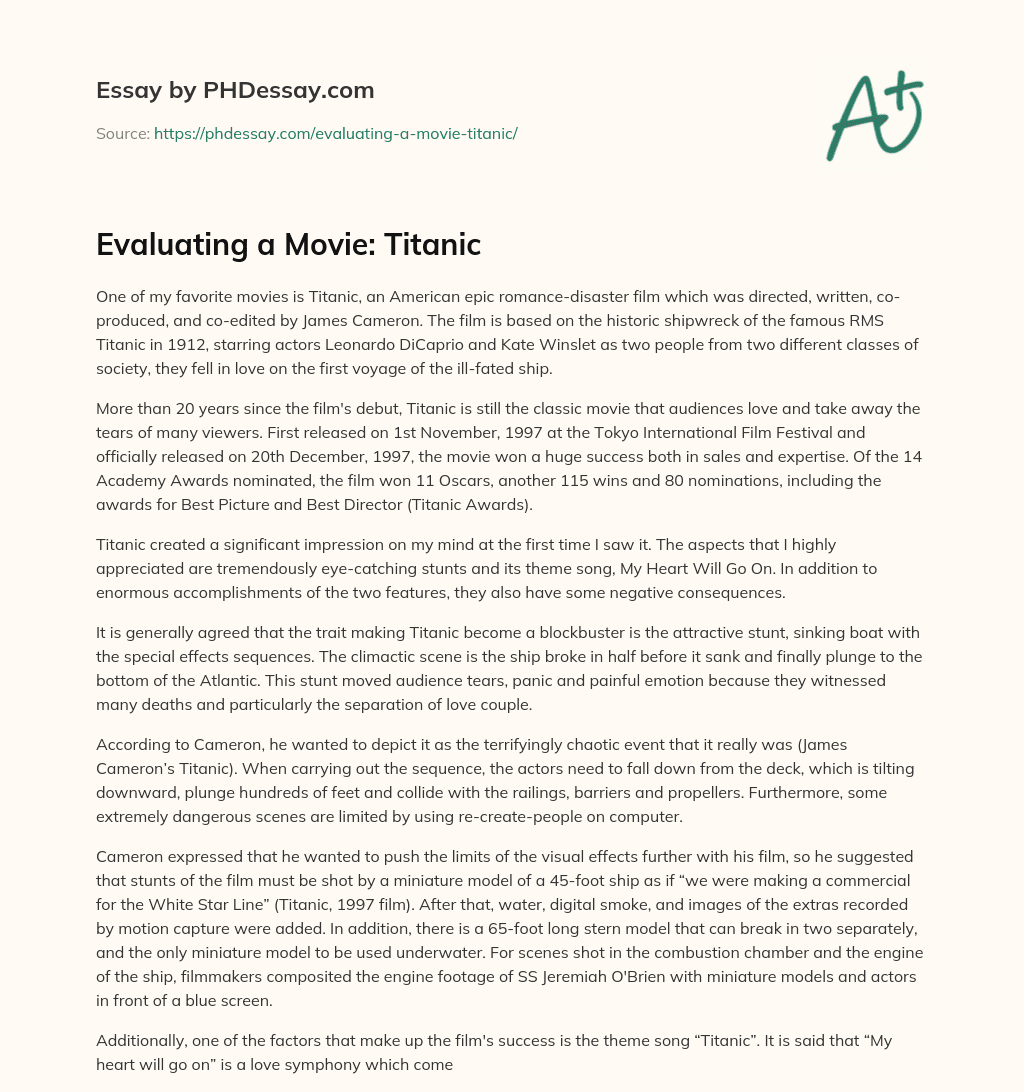 Evaluating a Movie: Titanic essay