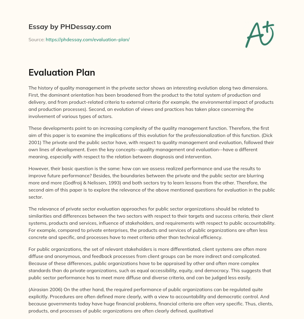 Evaluation Plan essay