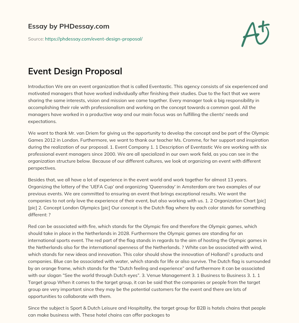 Event Design Proposal essay