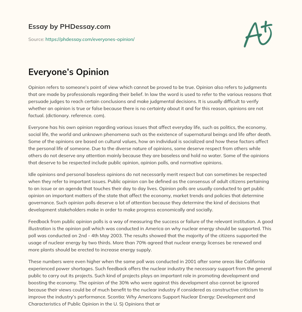 Everyone’s Opinion essay