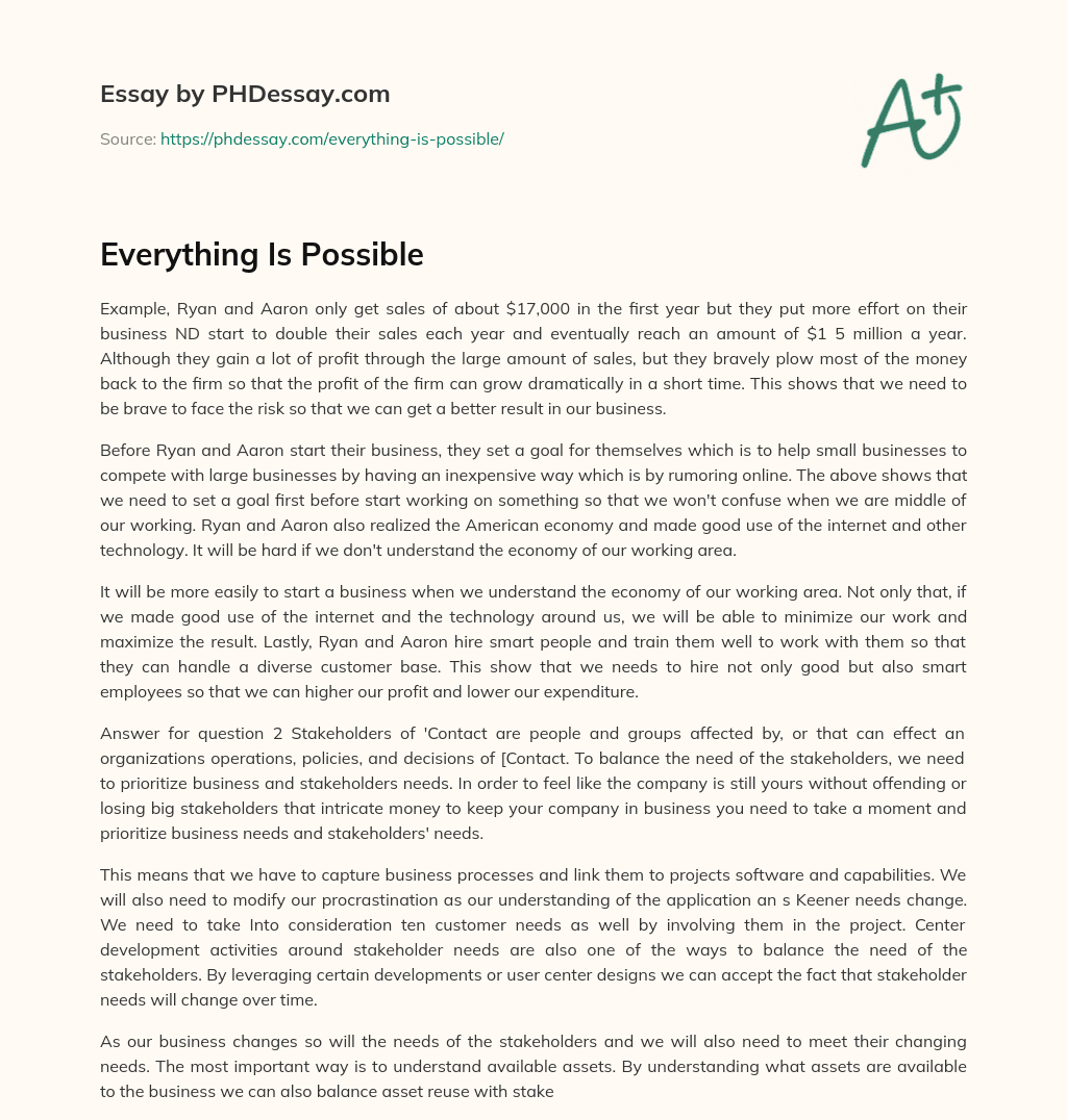 Everything Is Possible essay