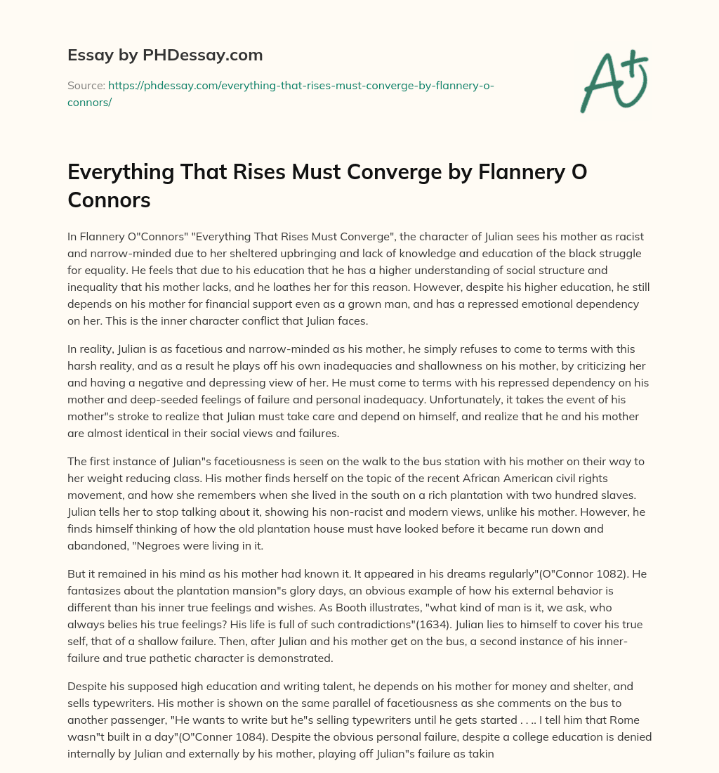 Everything That Rises Must Converge by Flannery O Connors essay