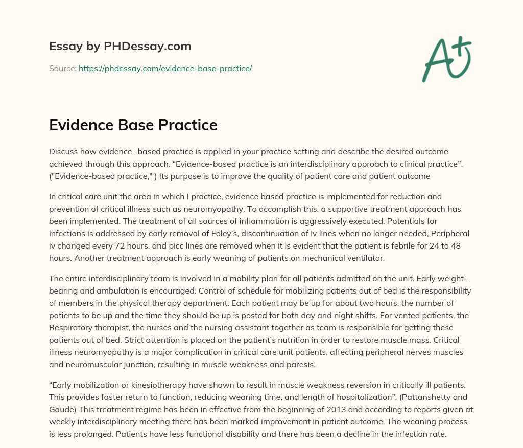 Evidence Base Practice essay