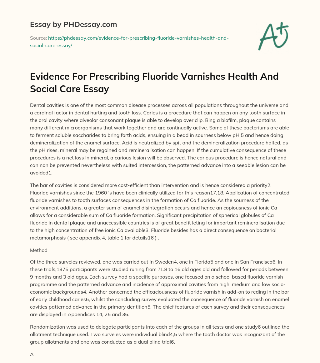 Evidence For Prescribing Fluoride Varnishes Health And Social Care Essay essay