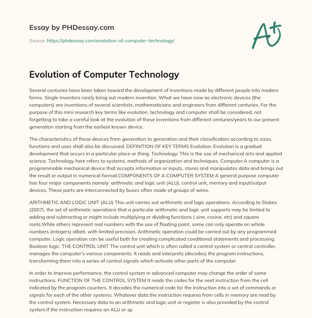 essay on evolution of computer