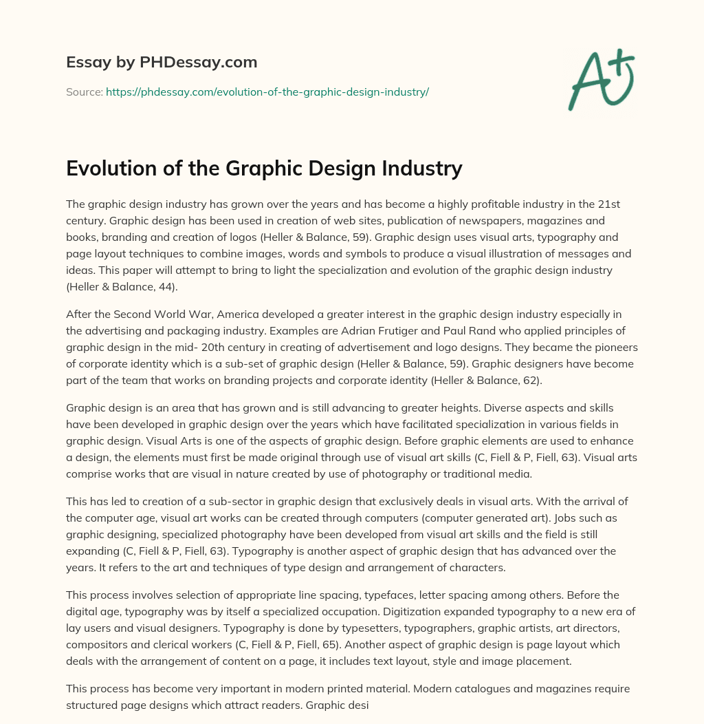 Evolution of the Graphic Design Industry essay