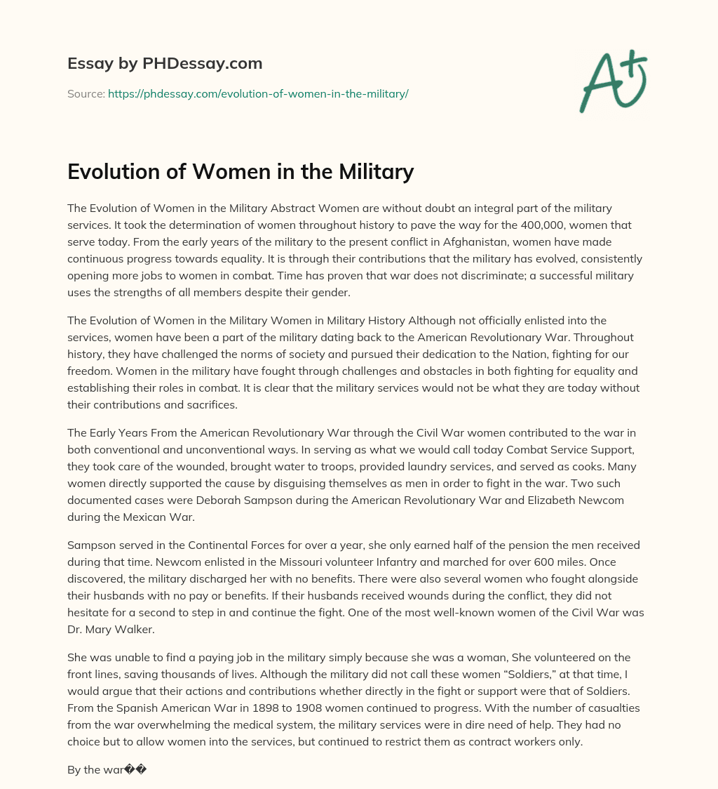 Evolution of Women in the Military essay