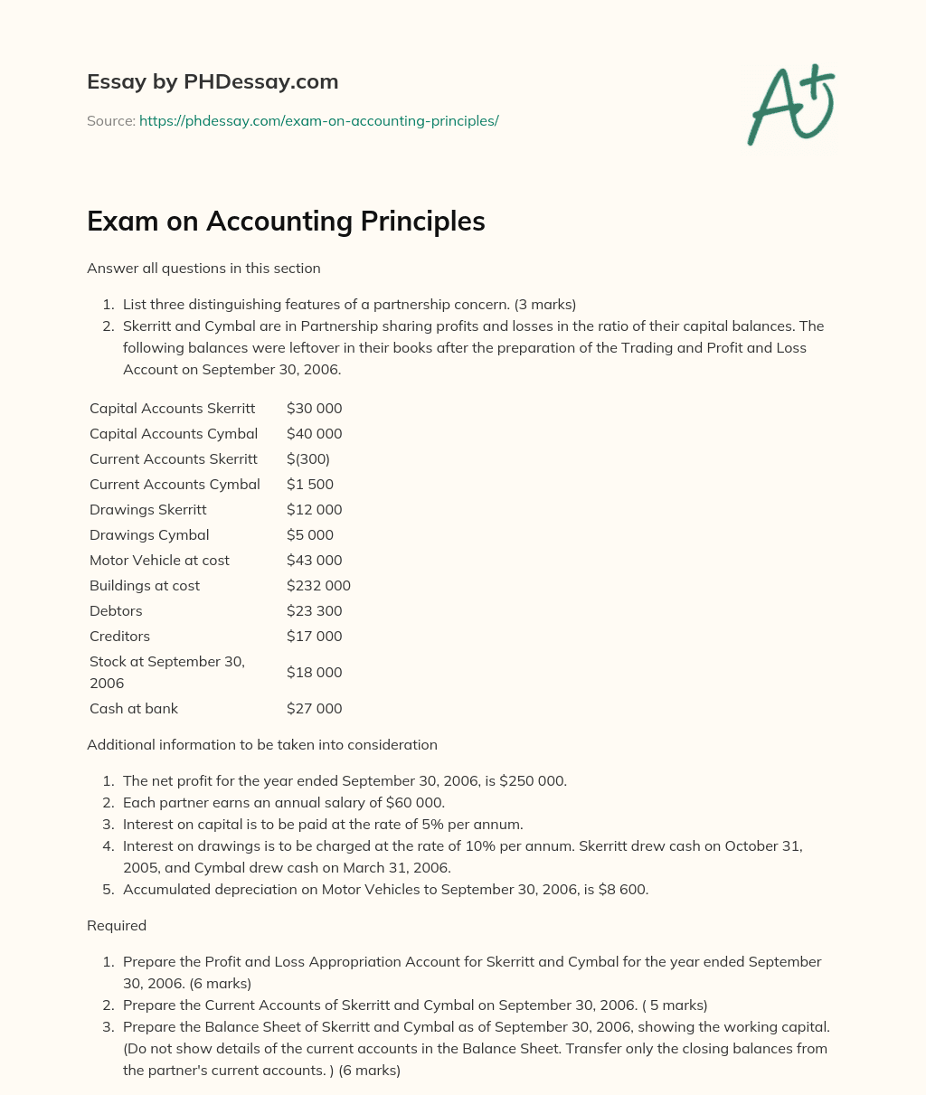 essay on accounting principles