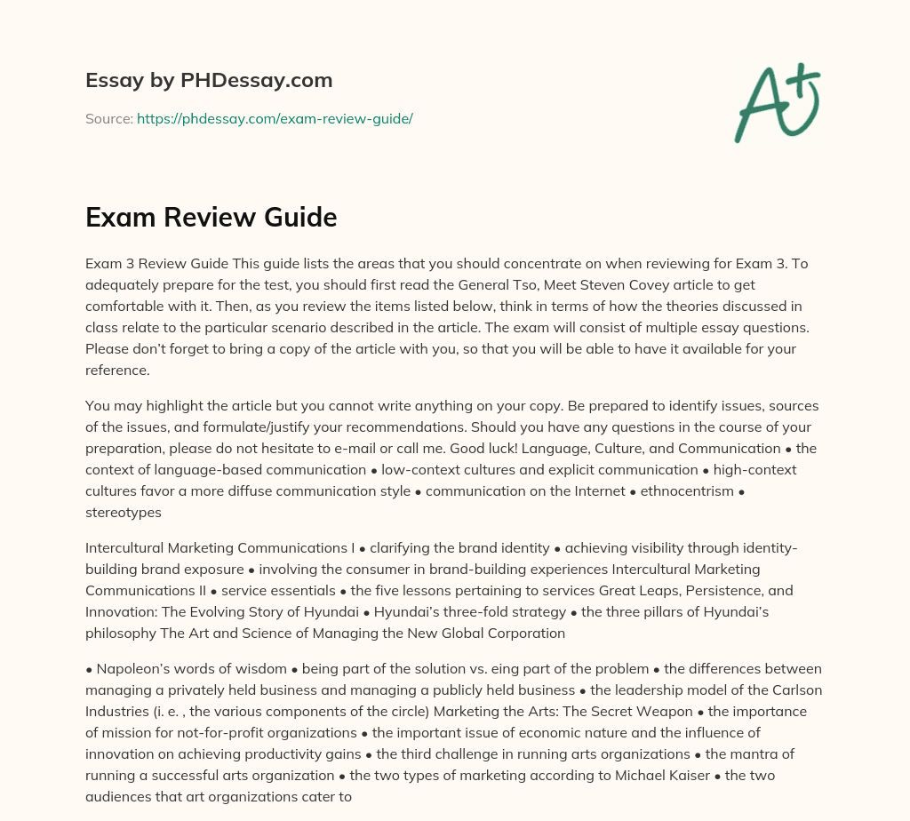 Exam Review Guide essay