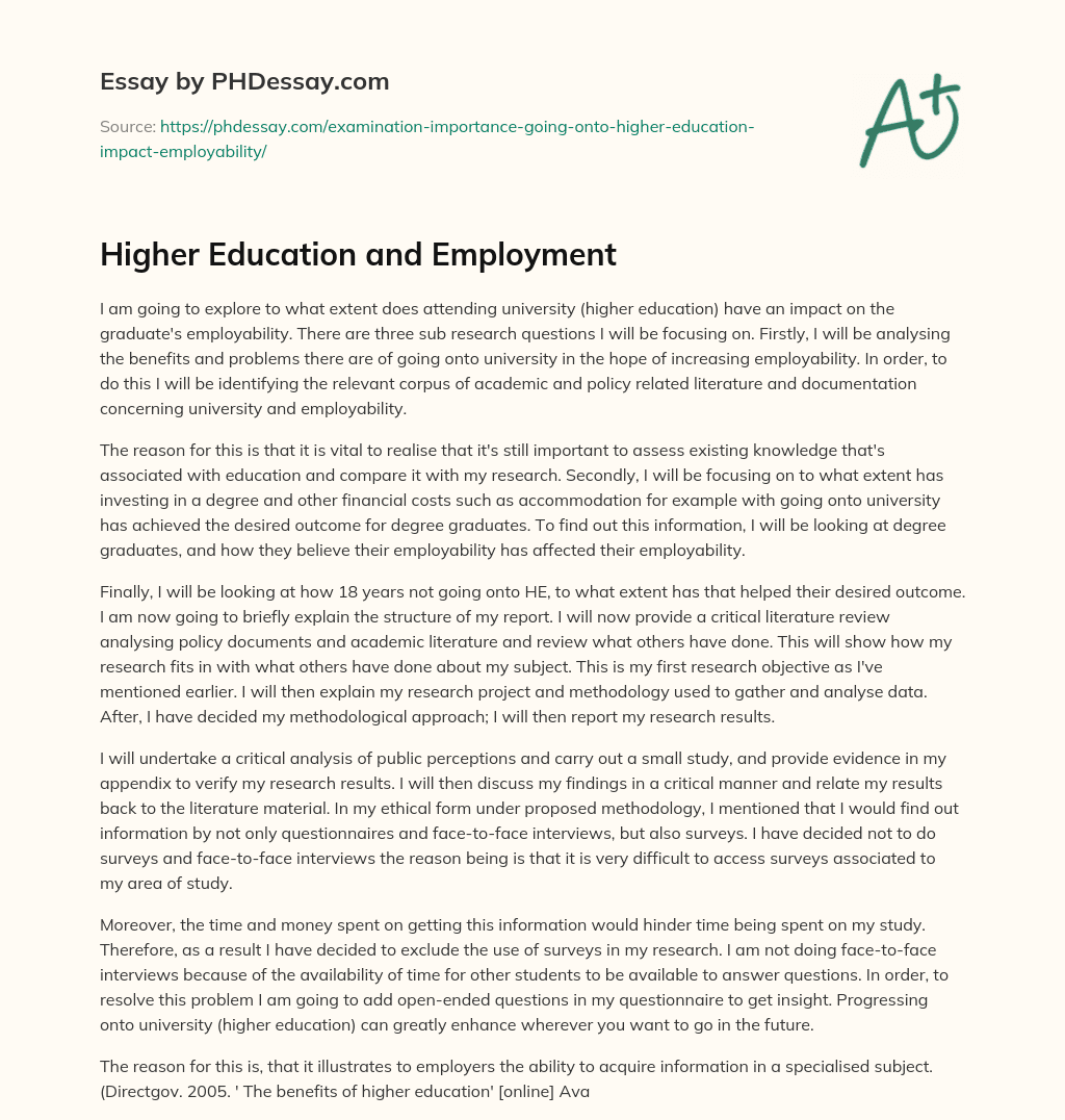 essay on education and employment