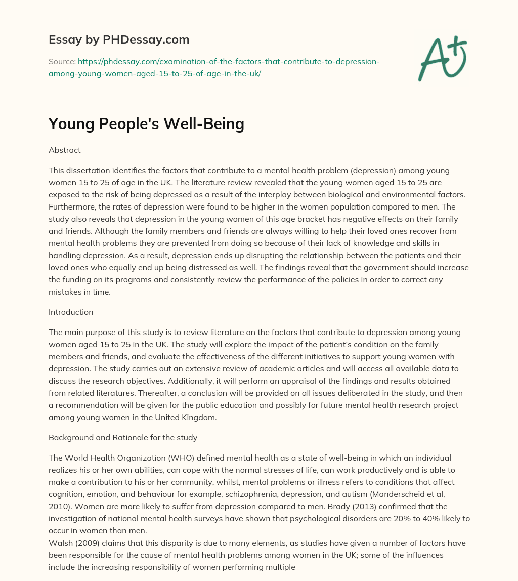 Young People’s Well-Being essay