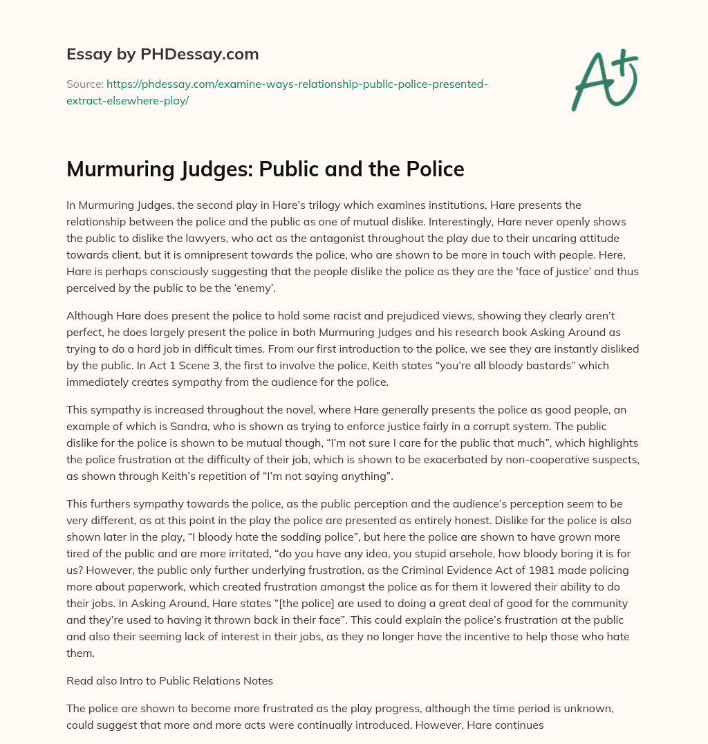Murmuring Judges: Public and the Police essay