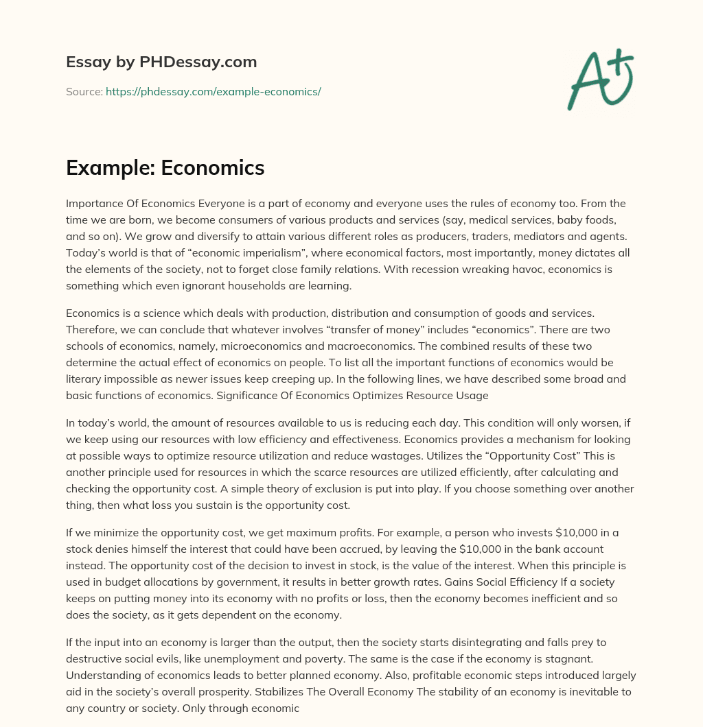 Example: Economics essay