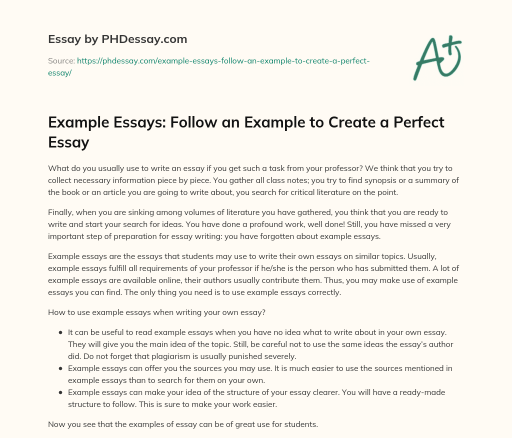 Example Essays: Follow an Example to Create a Perfect Essay essay