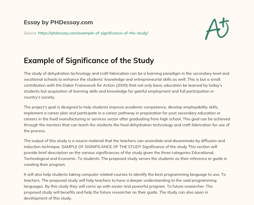 examples of significance of the study in research