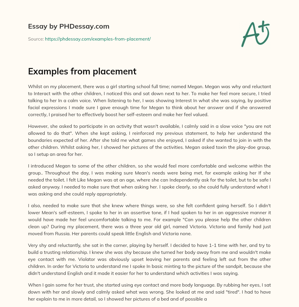 Examples from placement essay